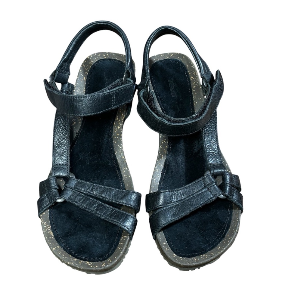 Teva Ventura Black Leather Wedge Ankle Strap Sandals 4253. Women’s 9 - Picture 2 of 5